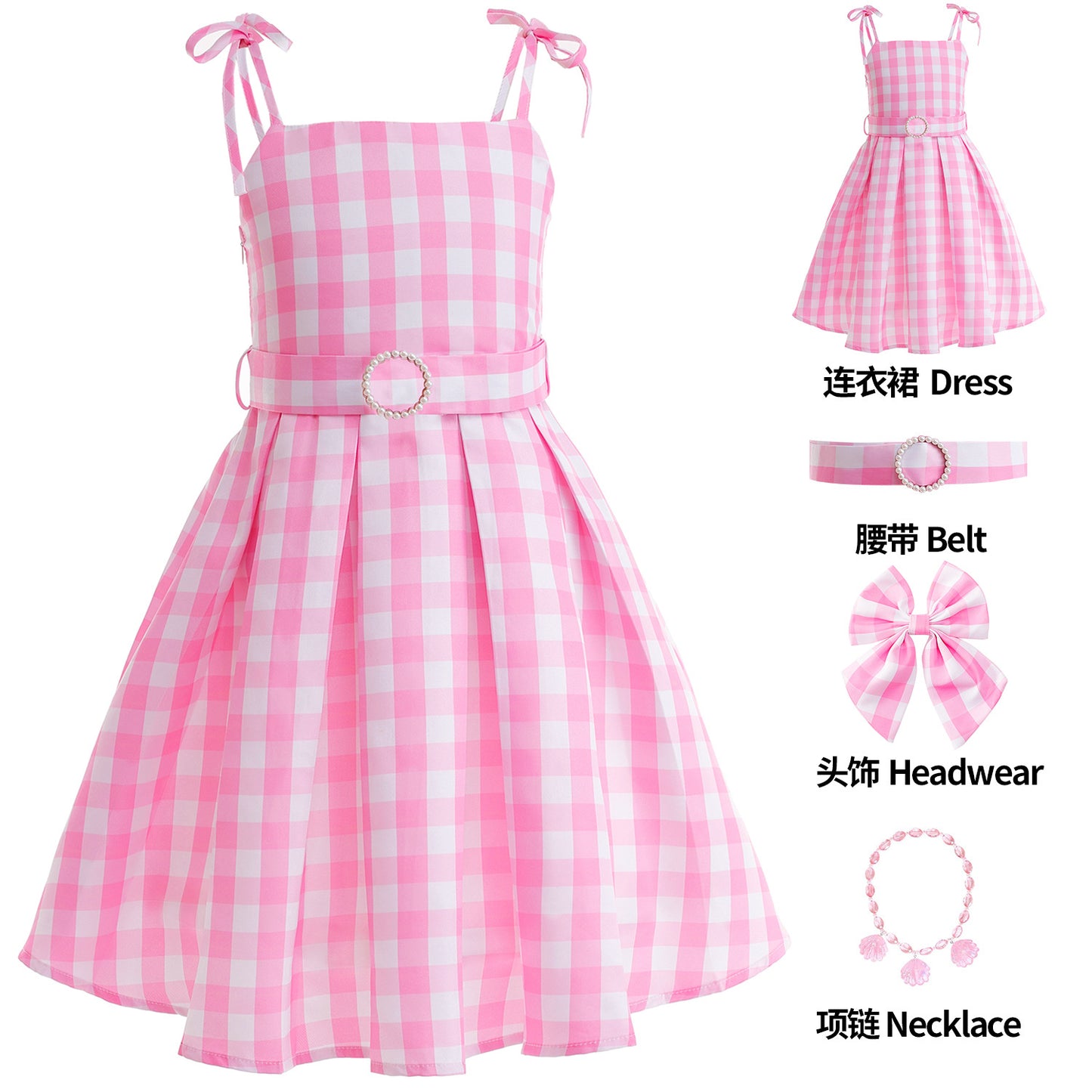 Barbie White Bowknot Costume For Kids.