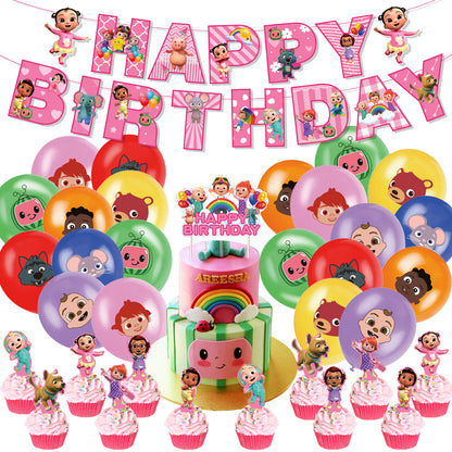 Cocomelon Pink Birthday Party Decorations