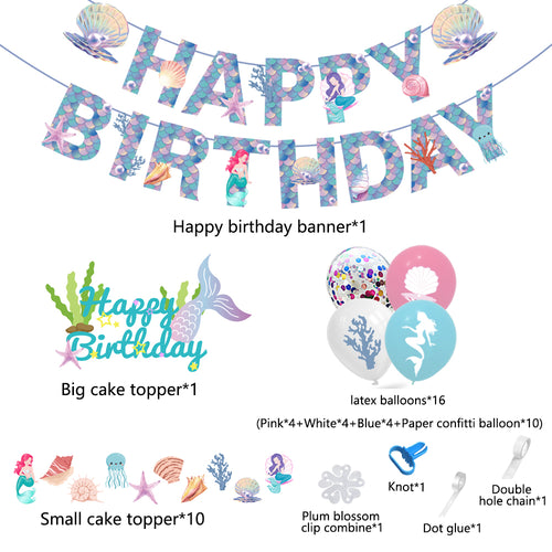 Mermaid Birthday Theme Decorations, Party Corner provides a Mermaid birthday theme & decorations in UAE, Saudia, Qatar, Bahrain, and Oman. Get mermaid birthday balloons, and much more. Buy Now!, Party Supply Kits, Party Corner