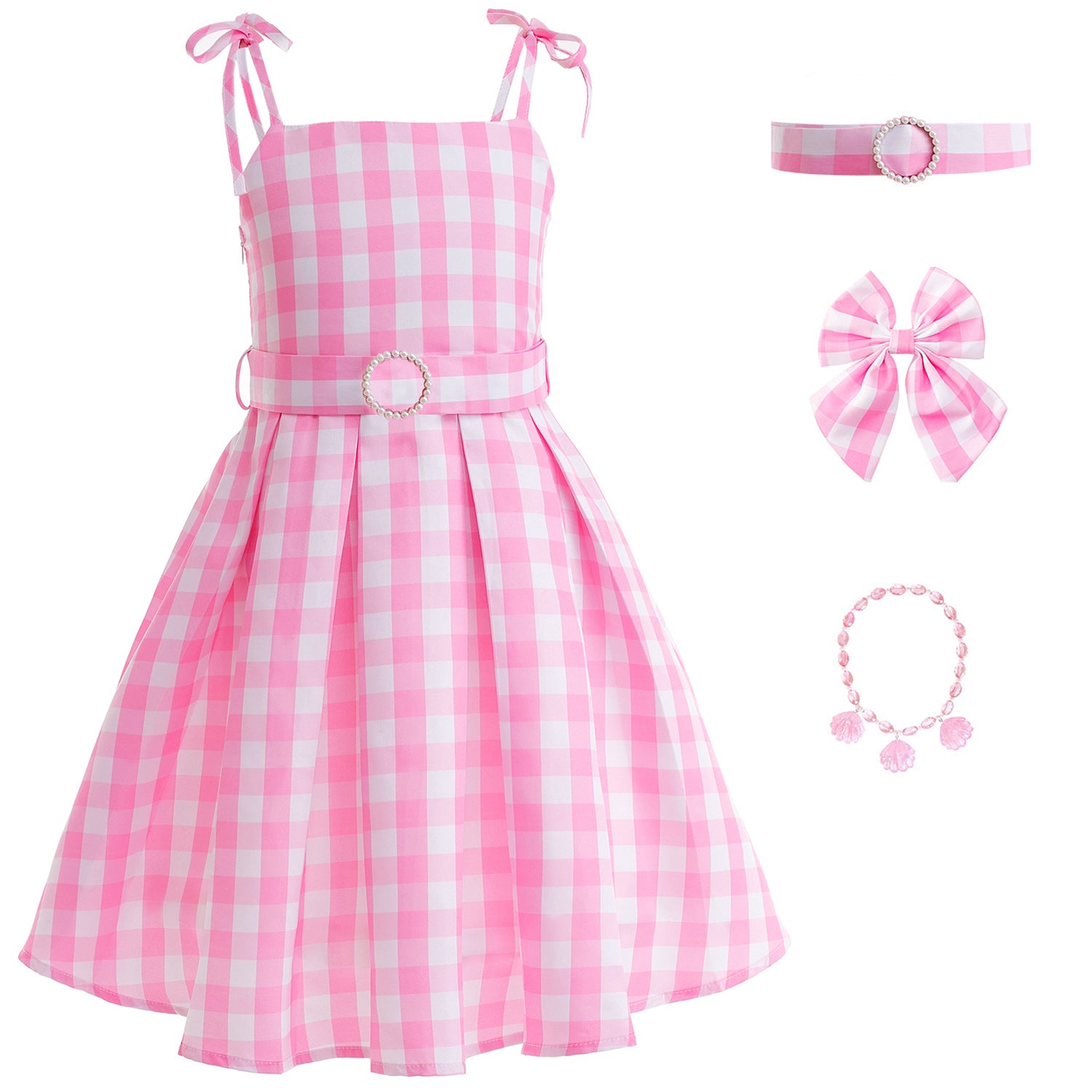 Barbie White Bowknot Costume For Kids.