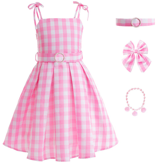 Barbie White Bowknot Costume For Kids.