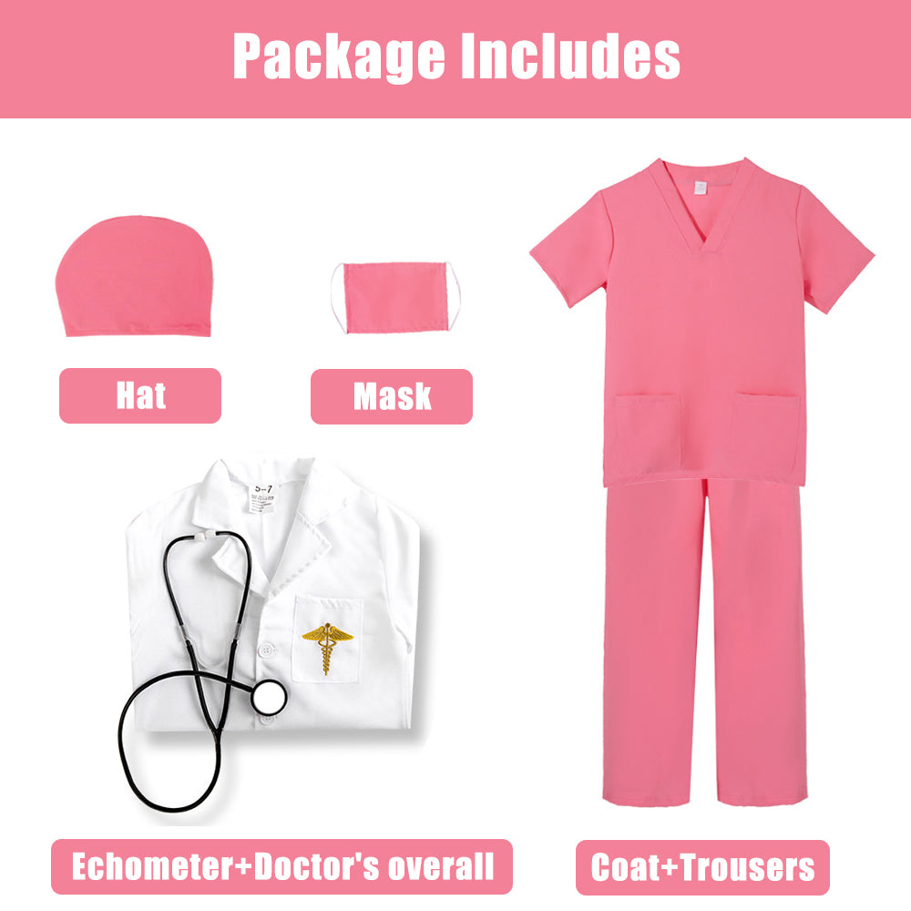 Doctor Surgical Gown (Pink) with Accessories.