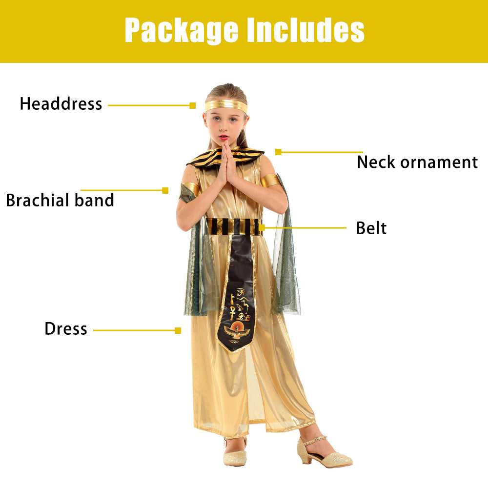 Egyptian Pharaohs Princess (Cleopatra) Golden Costume.