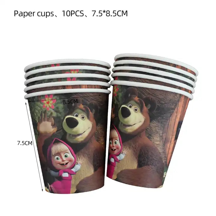 Masha and the Bear Birthday Party Supplies, Party Corner provides Masha and the Bear Birthday Theme Supplies in UAE, Saudia, Qatar, Bahrain, and Oman. Get birthday party balloons, and much more. Order now!, Party Supply Kits, Party Corner