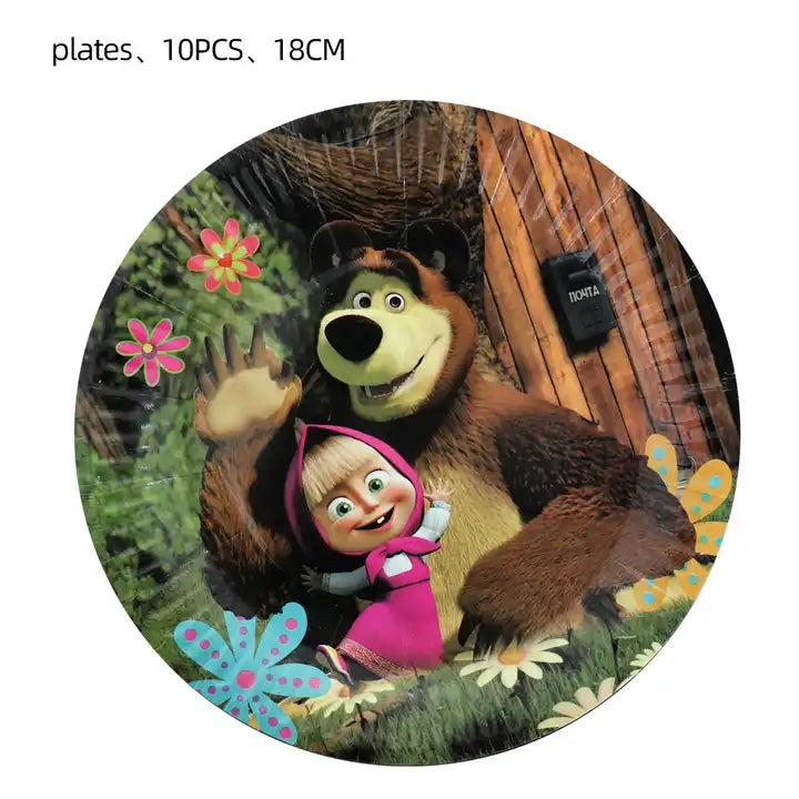 Masha and the Bear Birthday Party Supplies, Party Corner provides Masha and the Bear Birthday Theme Supplies in UAE, Saudia, Qatar, Bahrain, and Oman. Get birthday party balloons, and much more. Order now!, Party Supply Kits, Party Corner