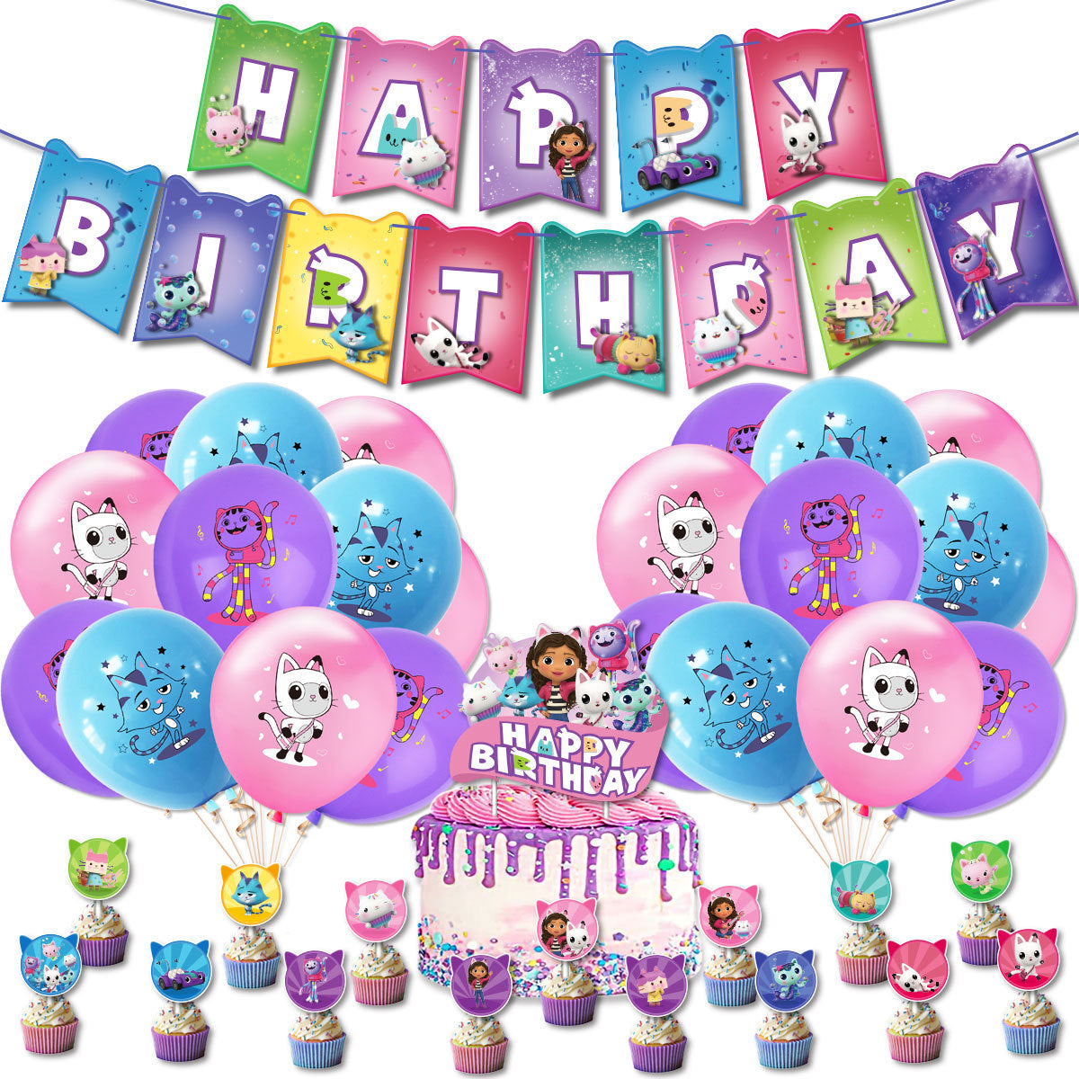 Gabby Dollhouse Birthday Party Decorations.