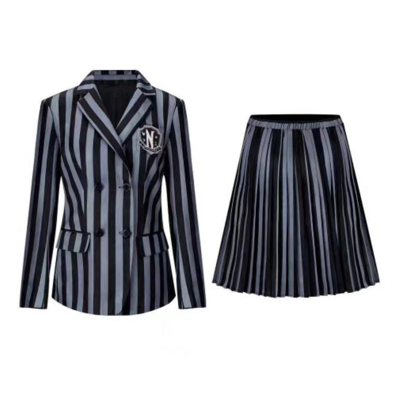 Wednesday Costume for Girls Striped
