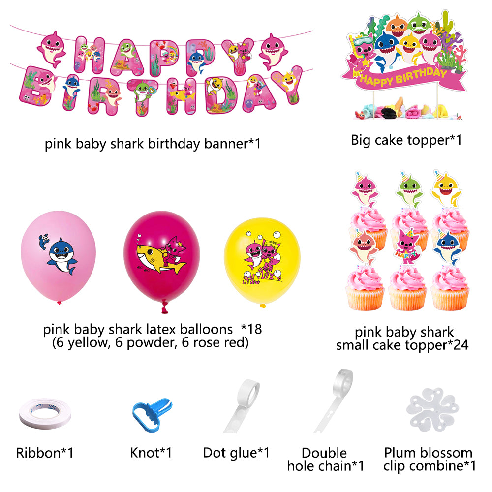 Baby Shark Pink Birthday Party Decorations