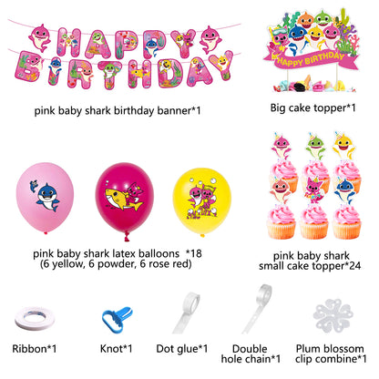 Baby Shark Pink Birthday Party Decorations