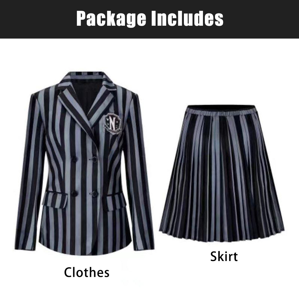 Wednesday Costume for Girls Striped