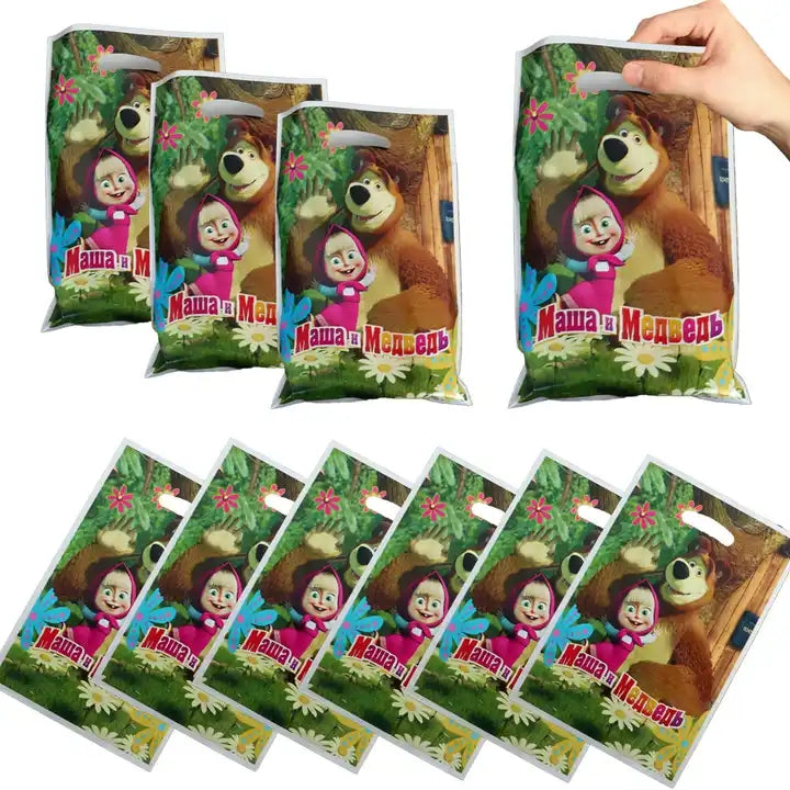 Masha and the Bear Birthday Party Supplies, Party Corner provides Masha and the Bear Birthday Theme Supplies in UAE, Saudia, Qatar, Bahrain, and Oman. Get birthday party balloons, and much more. Order now!, Party Supply Kits, Party Corner