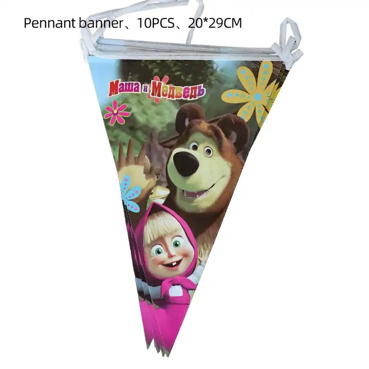 Masha and the Bear Birthday Party Supplies, Party Corner provides Masha and the Bear Birthday Theme Supplies in UAE, Saudia, Qatar, Bahrain, and Oman. Get birthday party balloons, and much more. Order now!, Party Supply Kits, Party Corner