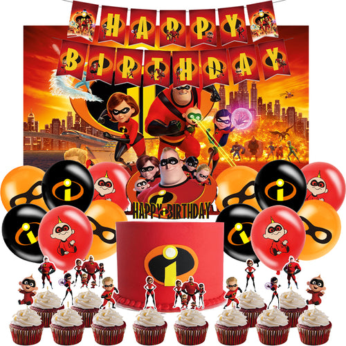 The Incredibles Birthday Decorations, Party Corner provides The Incredibles Birthday Decorations in UAE, Saudia, Qatar, Bahrain, and Oman. Get birthday party balloons and much more. Order now!, Party Supply Kits, Party Corner