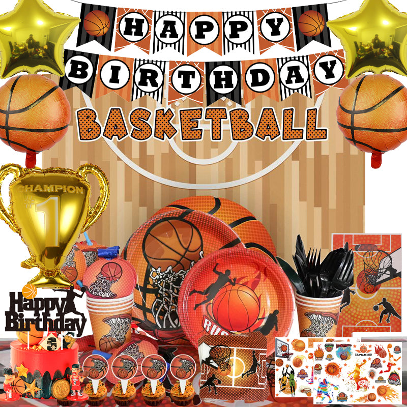 Basketball Themed Decoration Supplies, Party Corner provides Basketball Themed Decoration Supplies in UAE, Saudia, Qatar, Bahrain, and Oman. Get birthday party balloons and much more. Order now!, Party Supply Kits, Party Corner