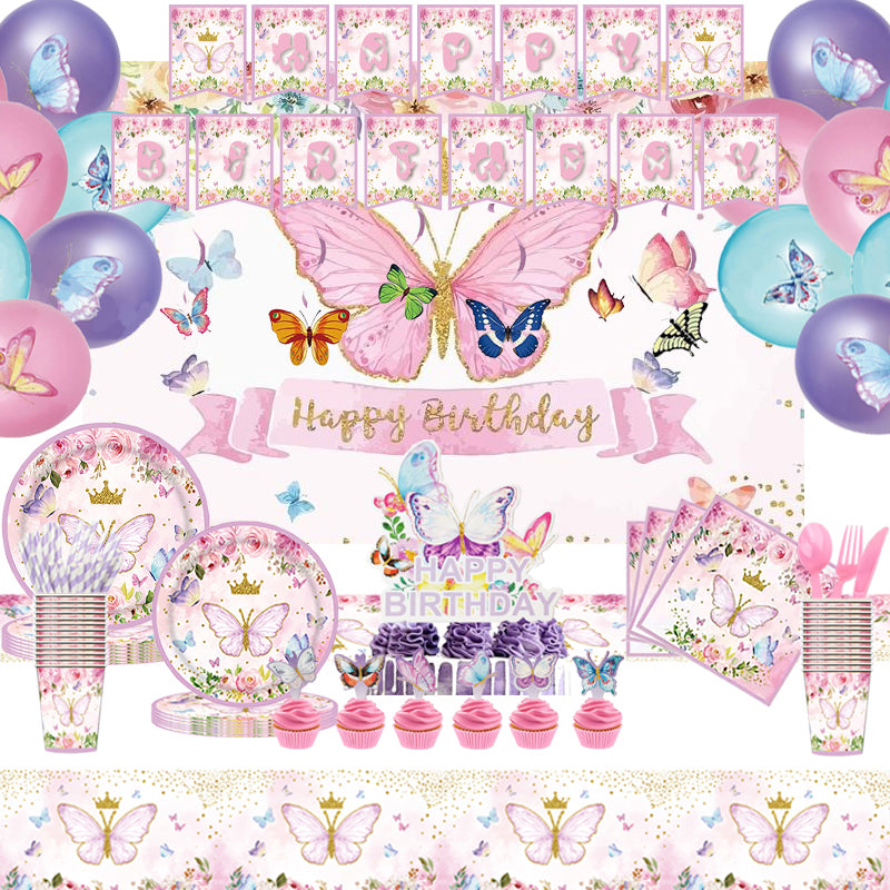 Spring Tea Butterflies Birthday Supplies, Buy Spring tea butterflies birthday supplies from Party Corner in UAE, Saudia, Qatar, Bahrain, and Oman. Get birthday party balloons, and much more. Order now!, Party Supply Kits, Party Corner