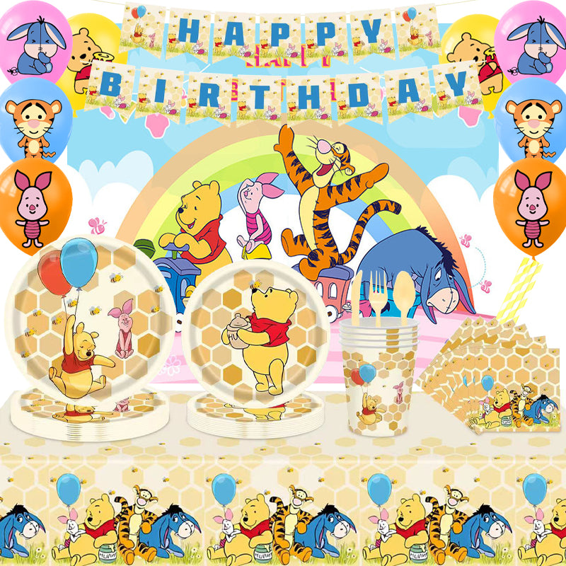 Winnie The Pooh Bear Birthday Supplies, Party Corner provides Winnie the pooh bear birthday decorations in UAE, Saudia, Qatar, Bahrain, and Oman. Get birthday party balloons, and much more. Order now!, Party Supply Kits, Party Corner