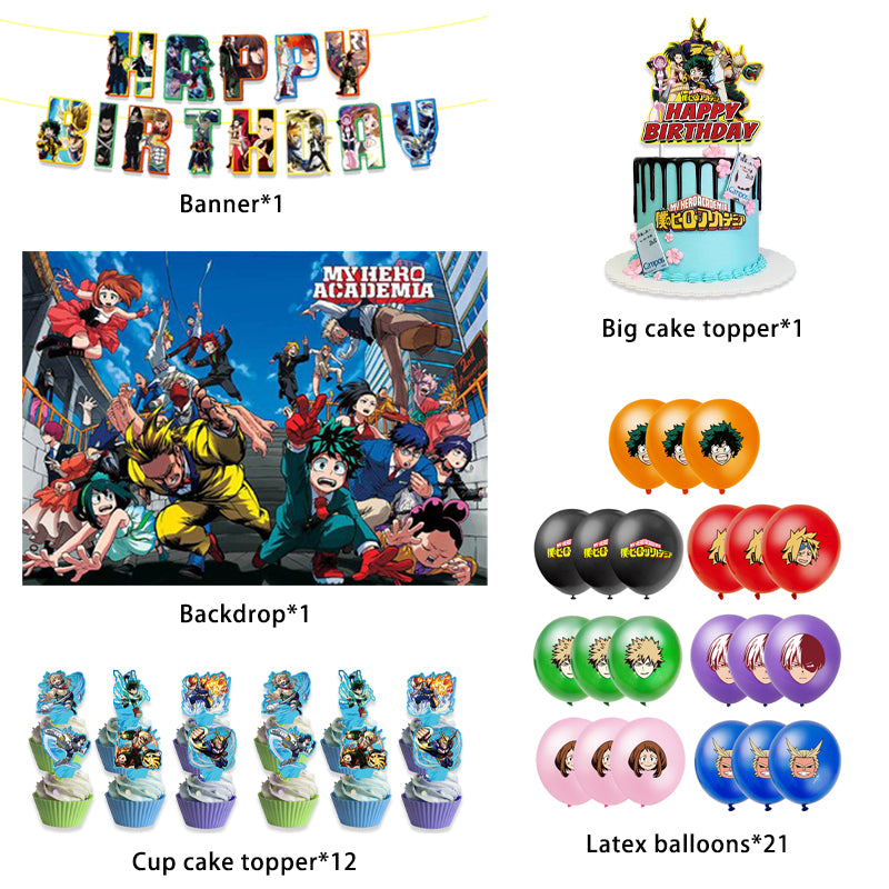 My Hero Academia Birthday Party Decorations, Party Corner provides My Hero Academia Decorations in UAE, Saudia, Qatar, Bahrain, and Oman. Get Graduation party balloons and much more. Order now!, Party Supply Kits, Party Corner