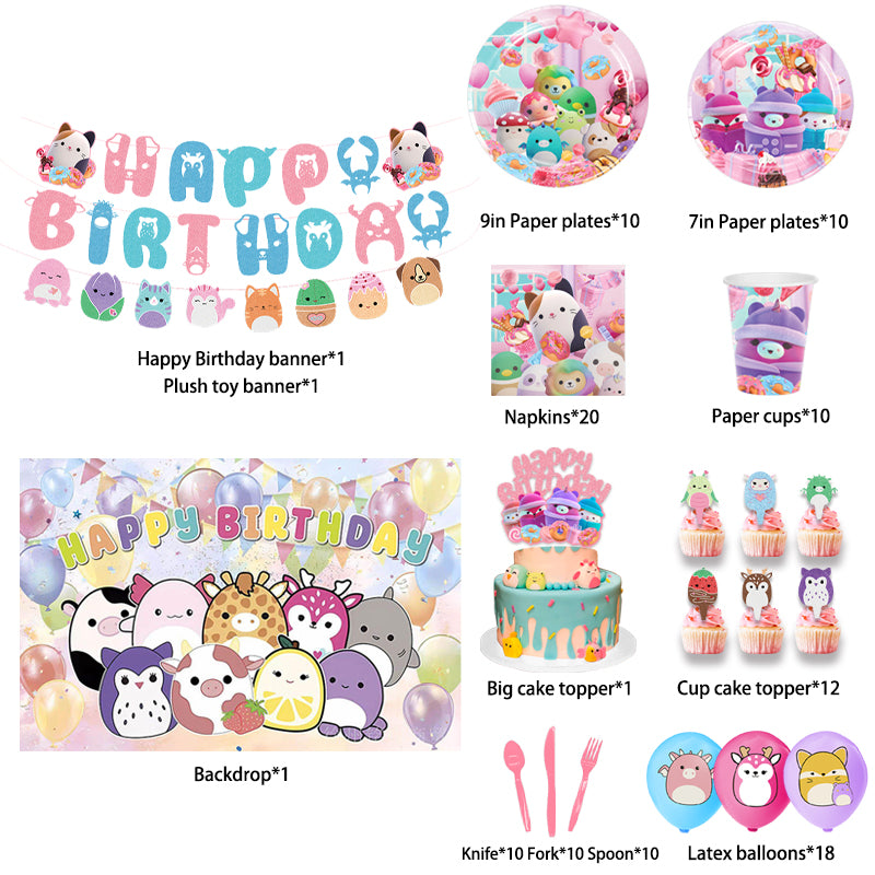 Squishmallows Birthday Party Decorations, Party Corner provides Squishmallows Birthday Party Decorations in UAE, Saudia, Qatar, Bahrain, and Oman. Get birthday party balloons and much more. Order now!, Party Supply Kits, Party Corner