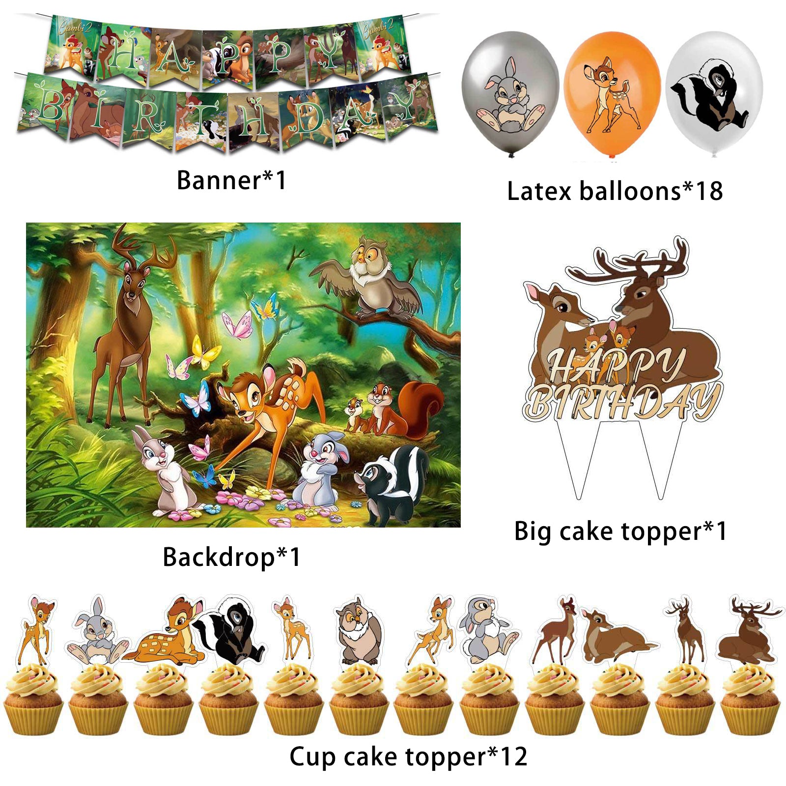 Deer Bambi Birthday Party Decorations.