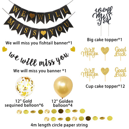 Farewell Party Decorations (Gold and Black).
