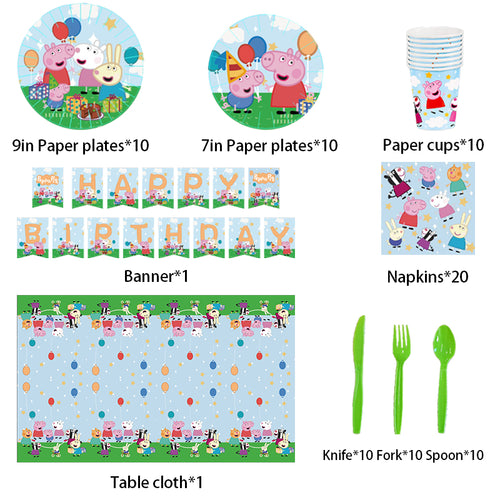 Peppa Pig Cutlery Supplies, Party Corner provides Peppa Pig Cutlery Supplies in UAE, Saudia, Qatar, Bahrain, and Oman. Get Graduation party balloons and much more. Order now!, Party Supply Kits, Party Corner