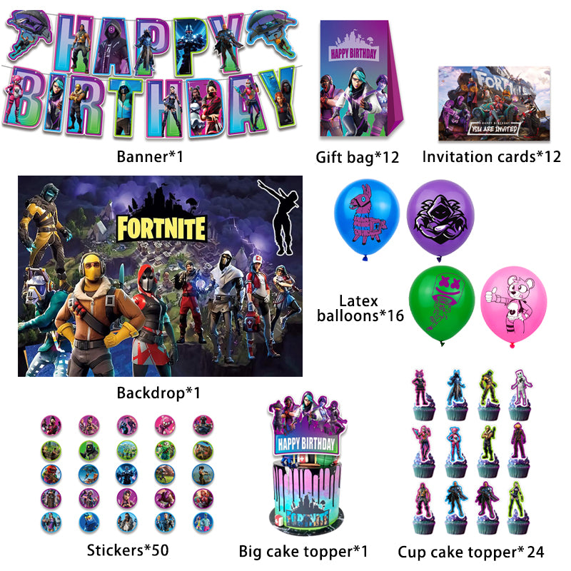 Fortnite Birthday Party Decorations, Party Corner provides Fortnite Birthday Party Decorations in UAE, Saudia, Qatar, Bahrain, and Oman. Get birthday party decorations and much more. Order Now!, Party Supply Kits, Party Corner