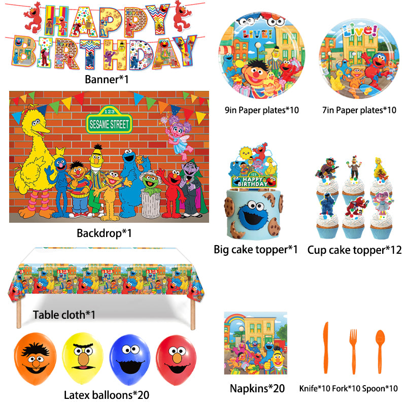 Sesame Street Birthday Party Supplies, Sesame Street Supplies, Party Supply Kits, Party Corner