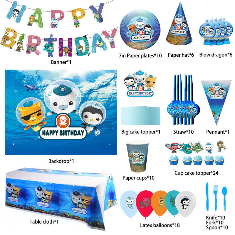 The Octonauts Birthday Party Supplies, Party Corner provides Octanucus Cutlery Supplies in UAE, Saudia, Qatar, Bahrain, and Oman. Get birthday party balloons and much more. Order now!, Party Supply Kits, Party Corner