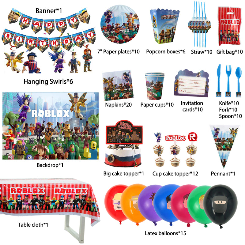 Roblox Red Birthday Party Supplies.