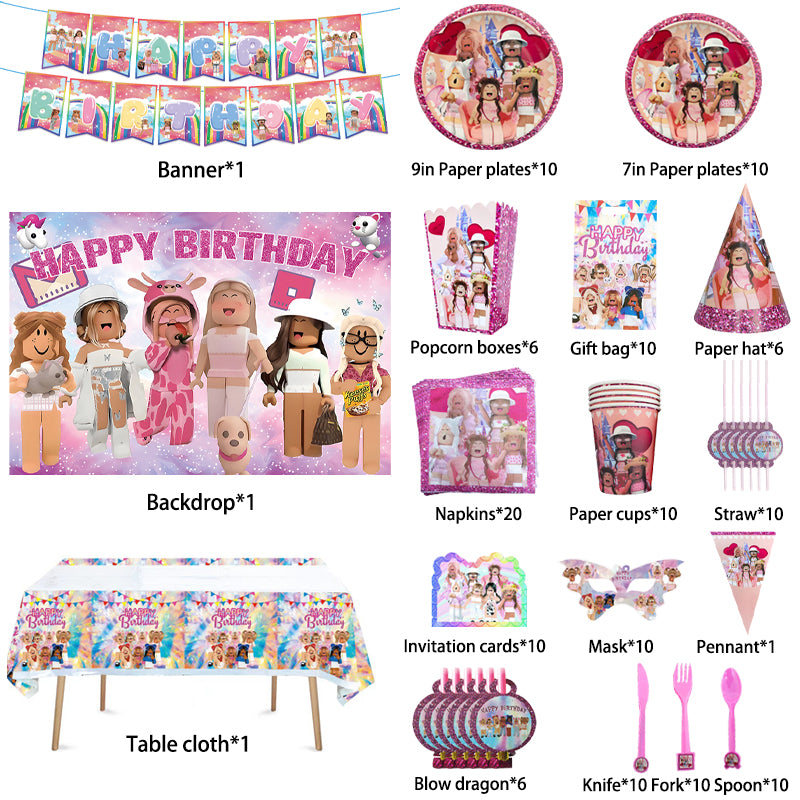 Roblox Pink Birthday Supplies.