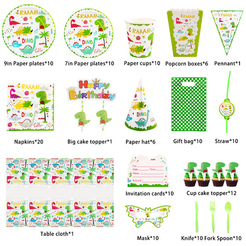 Dinosaur Birthday Cutlery Supplies, Party Corner provides Dinosaur Birthday Cutlery Supplies in UAE, Saudia, Qatar, Bahrain, and Oman. Get birthday party balloons and much more. Order now!, Party Supply Kits, Party Corner