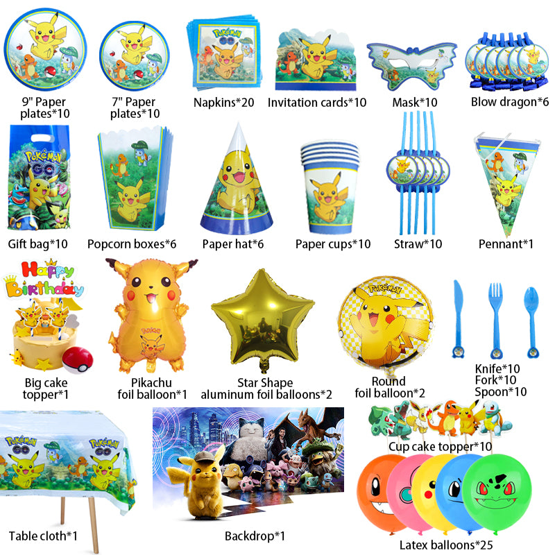 Pokemon Birthday Party Supplies, Buy Pokemon birthday supplies from Party Corner in UAE, Saudia, Qatar, Bahrain, and Oman. Get birthday party balloons, and much more. Order now!, Party Supply Kits, Party Corner