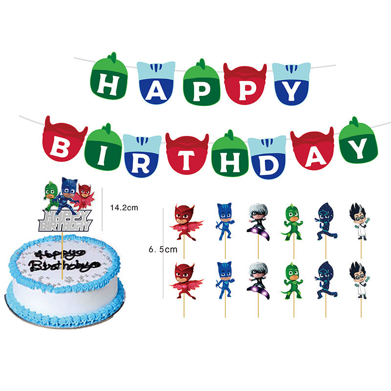 PJ Masks Superheroes Birthday Decorations, Party Corner provides Pj masks superheroes birthday decorations in UAE, Saudia, Qatar, Bahrain, and Oman. Get birthday party balloons, and much more. Order now!, Party Supply Kits, Party Corner