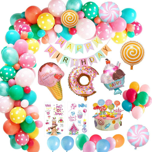 Donut (Candy Land) Birthday Party Decorations, Party Corner provides Donut (candy land) birthday party decorations in UAE, Saudia, Qatar, Bahrain, and Oman. Get birthday party balloons, and much more. Order now!, Party Supply Kits, Party Corner