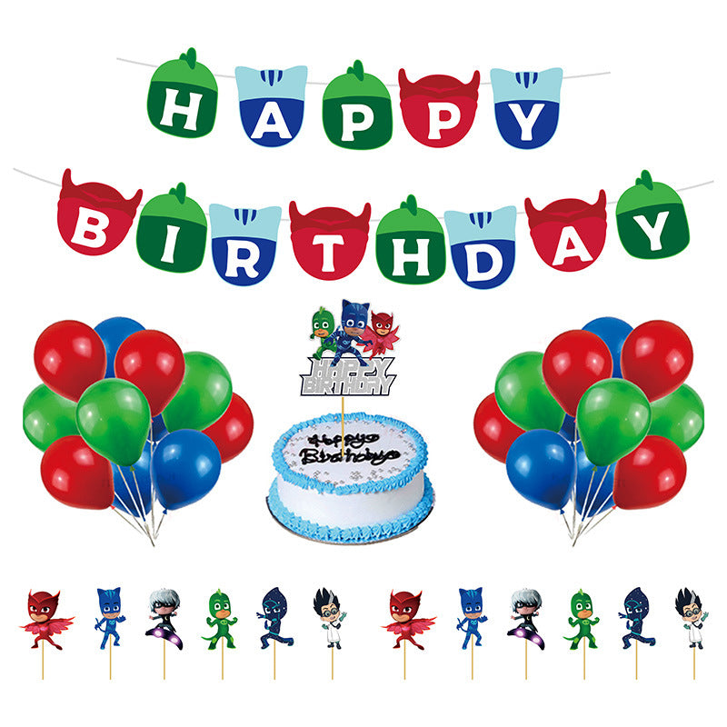 PJ Masks Superheroes Birthday Decorations, Party Corner provides Pj masks superheroes birthday decorations in UAE, Saudia, Qatar, Bahrain, and Oman. Get birthday party balloons, and much more. Order now!, Party Supply Kits, Party Corner