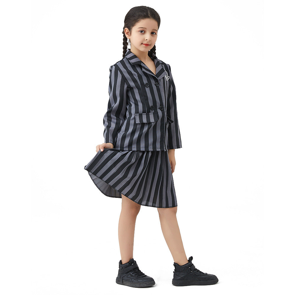 Wednesday Costume for Girls Striped