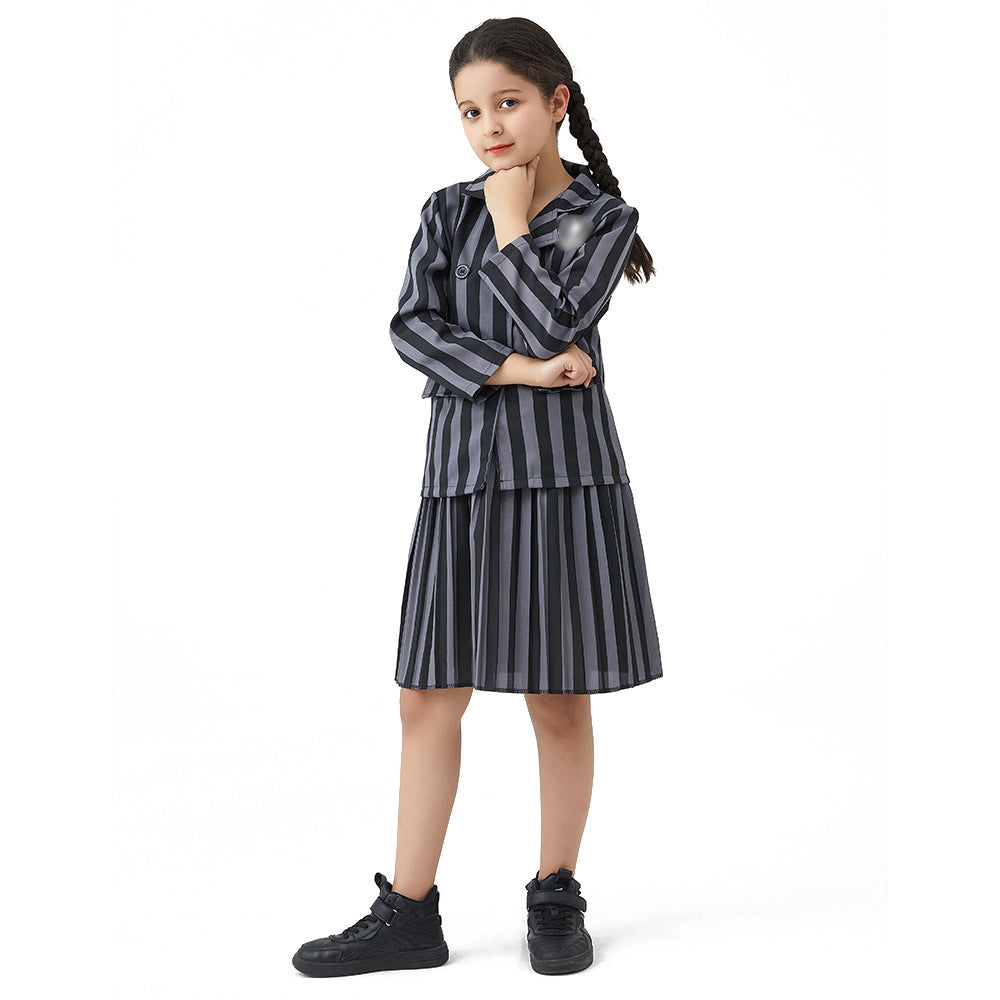 Wednesday Costume for Girls Striped