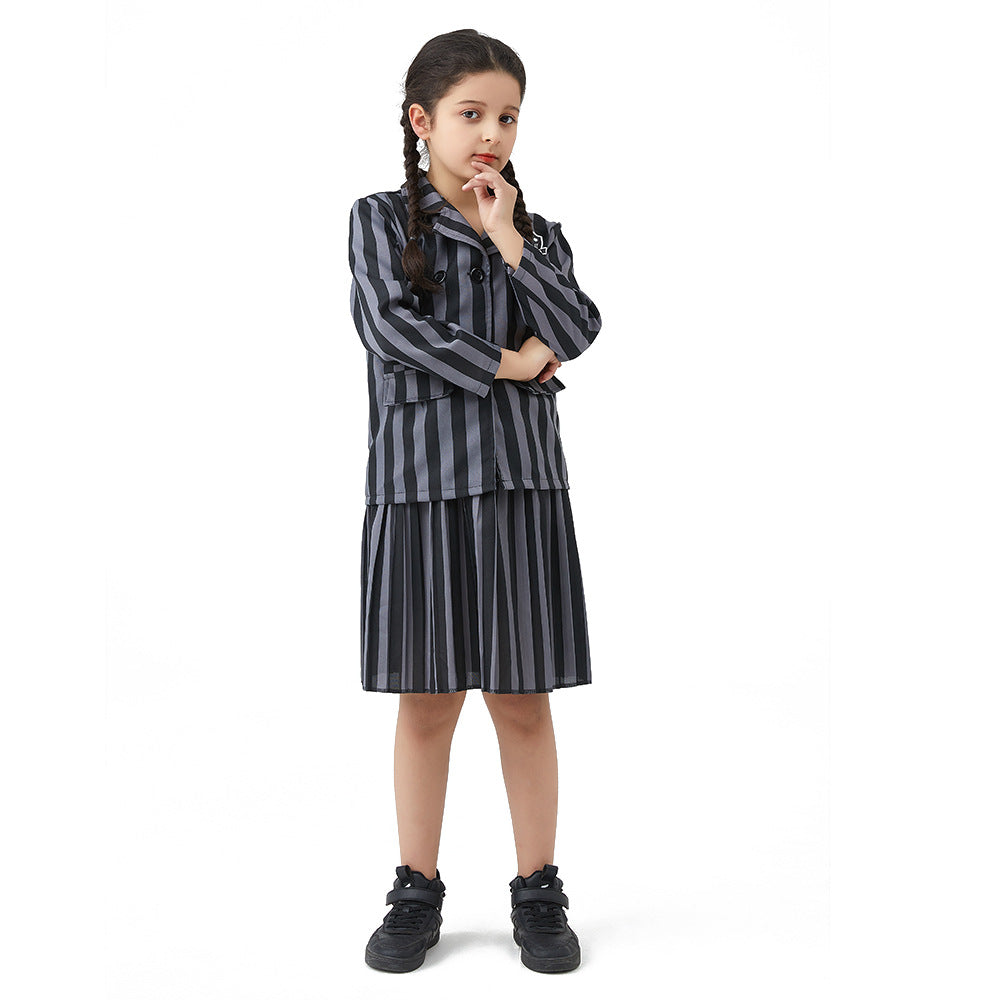 Wednesday Costume for Girls Striped