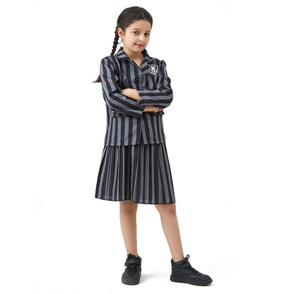 Wednesday Costume for Girls Striped