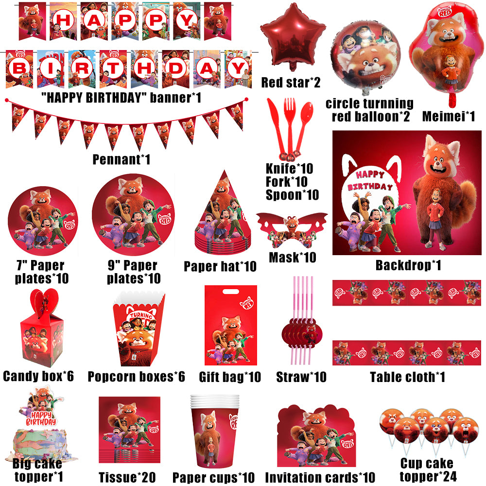 Turnning Red Birthday Decoration Supplies.