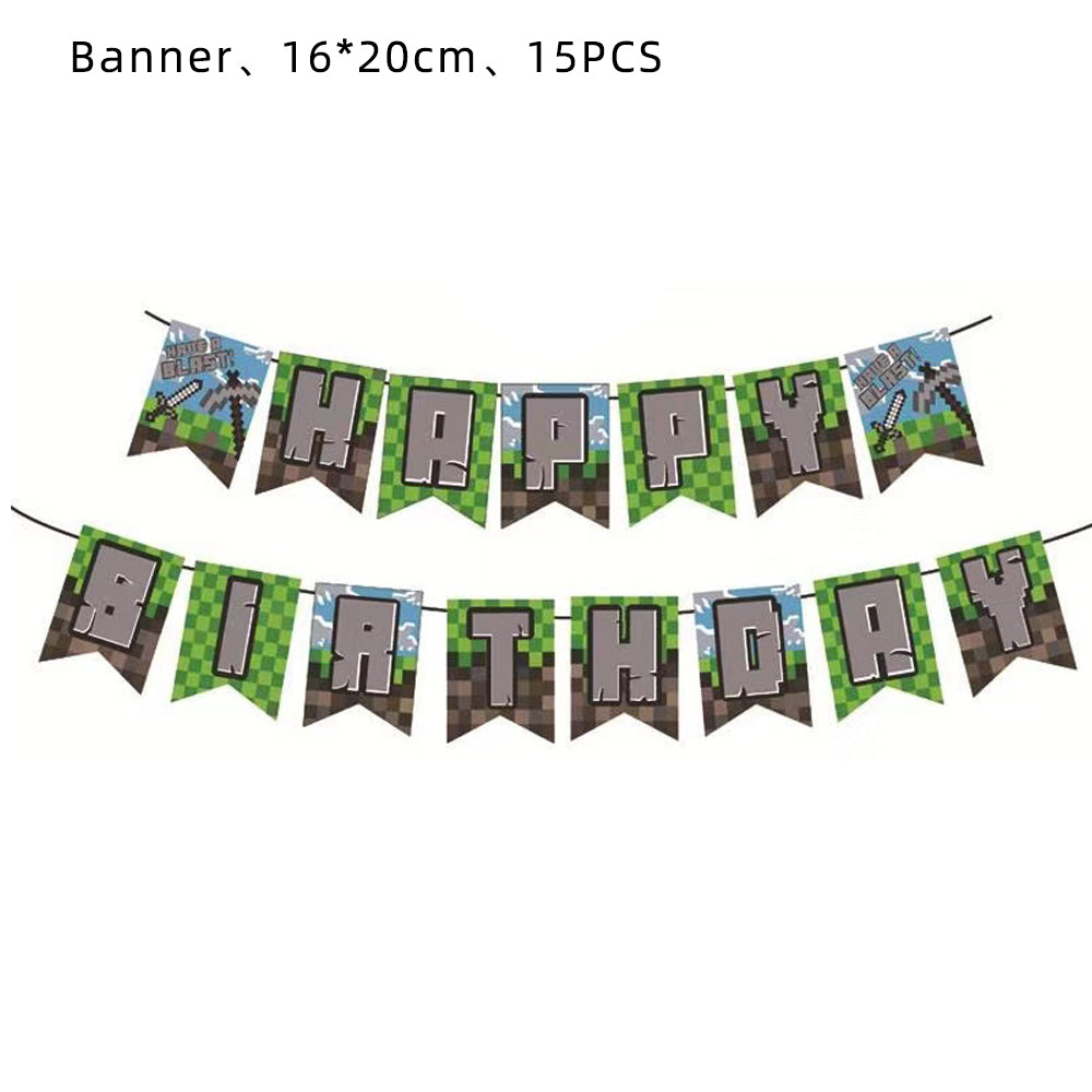 Minecraft Pixel Birthday Party Decorations.