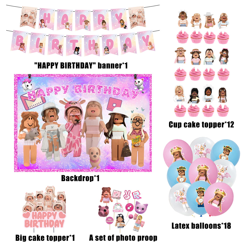 Girl Roblox Cupcake Topper Pink Roblox Birthday Party -  Portugal