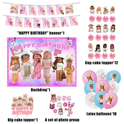 Roblox Pink Birthday Party Decorations.
