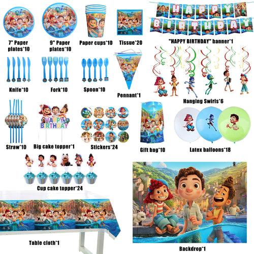 Luca Birthday Party Supplies, Party Corner provides Luca Birthday Party Decorations Supplies in UAE, Saudia, Qatar, Bahrain, and Oman. Get birthday party balloons, and much more. Order now!, Party Supply Kits, Party Corner