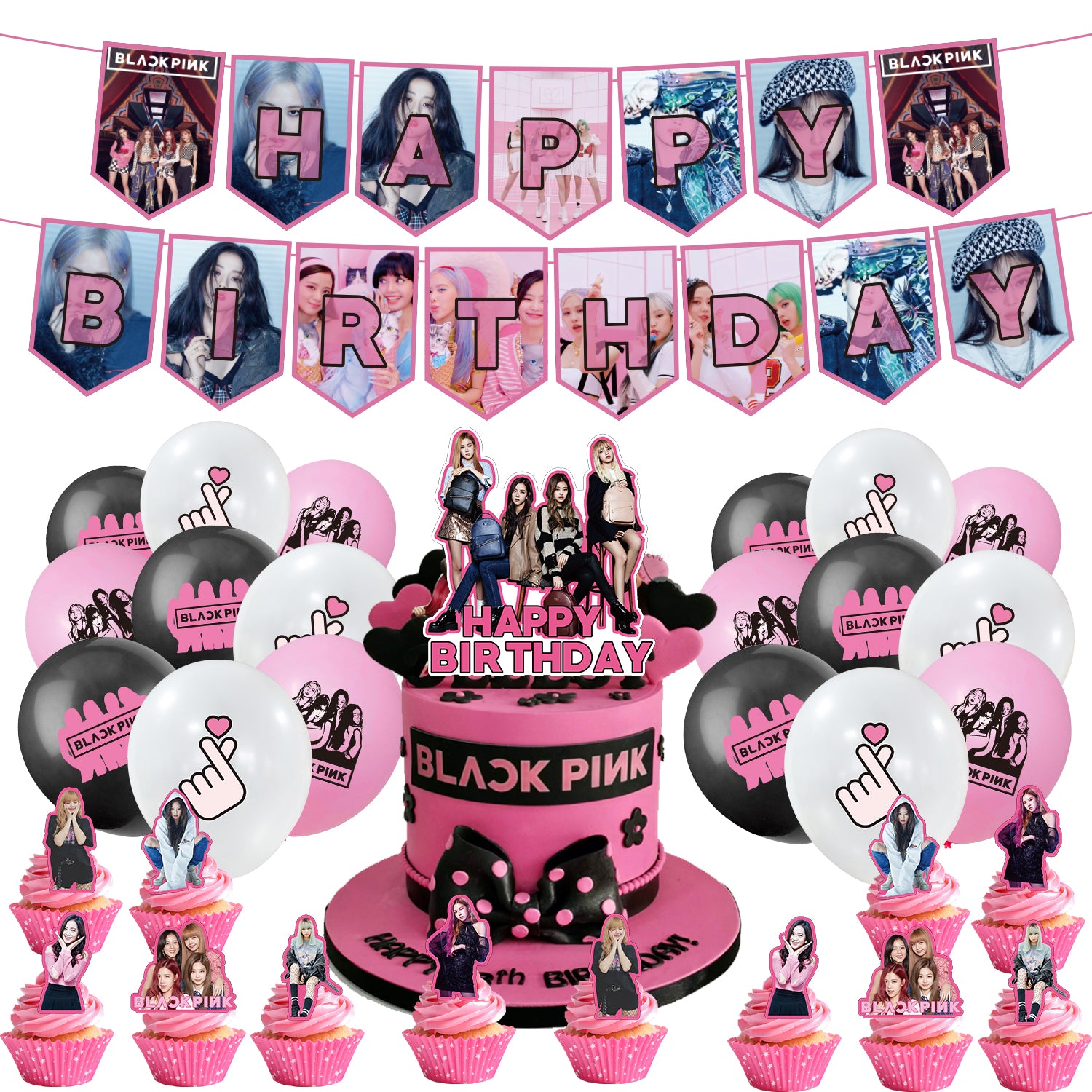 Black Pink Birthday Party Decorations.