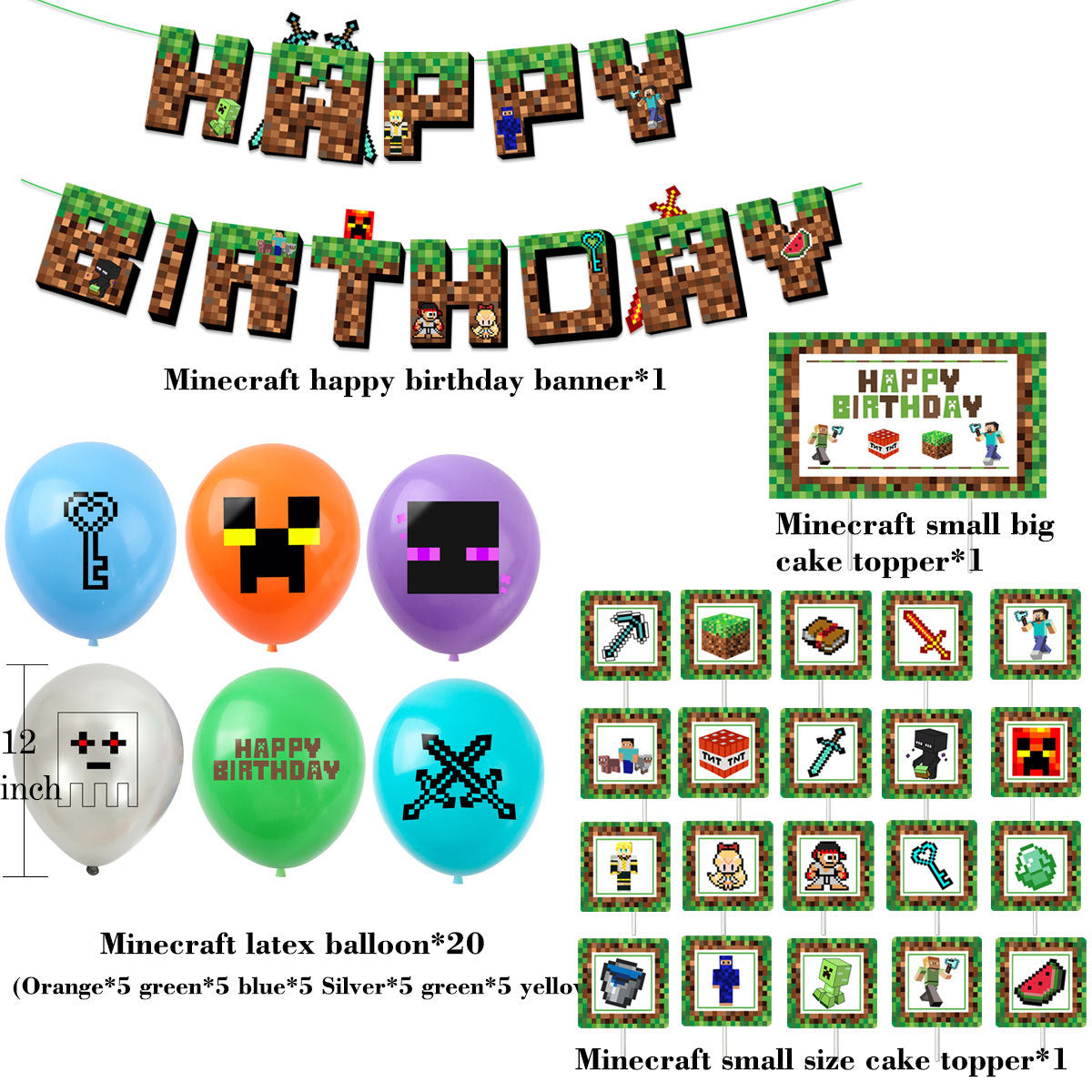 Minecraft Birthday Theme Party Decorations.