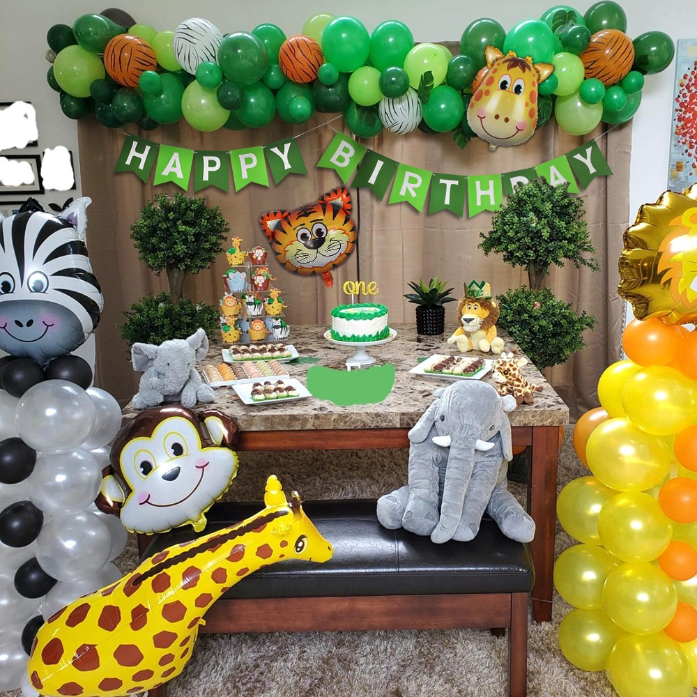 Jungle & Safari Animals Birthday Party Decorations, Party Corner provides Jungle & Safari Animals Party Supplies in UAE, Saudia, Qatar, Bahrain, and Oman. Get birthday party balloons, and much more. Order now!, Party Supply Kits, Party Corner