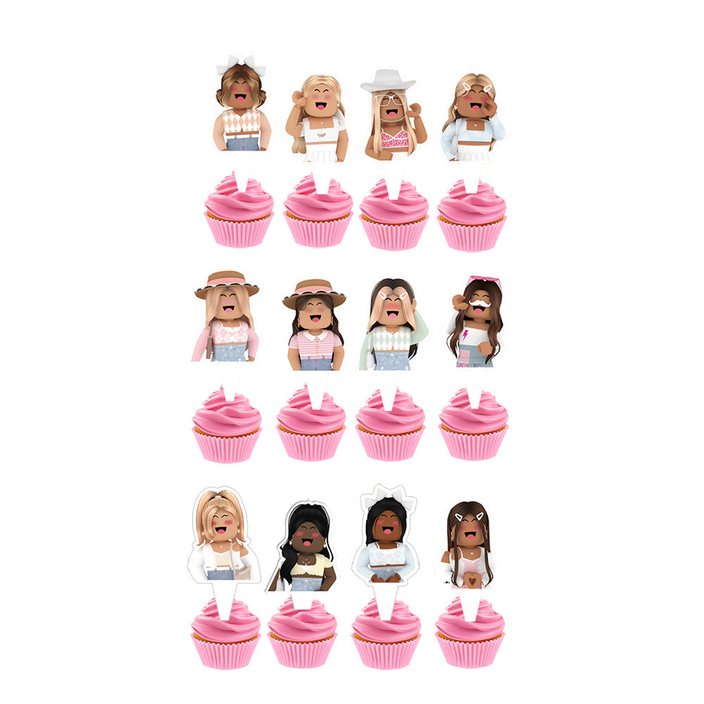 Girl Roblox Cupcake Topper Pink Roblox Birthday Party -  Portugal