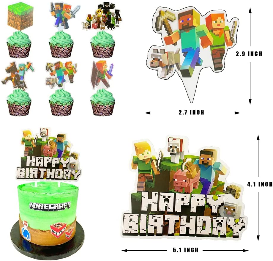 Minecraft Pixel Birthday Party Supplies.