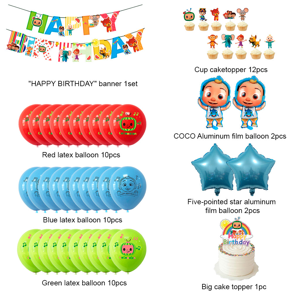 Cocomelon Birthday Decorations, Buy Cocomelon birthday supplies online in UAE, Saudia, Qatar, Bahrain and Oman at best price from partycorner.ae. Order online now!, Party Supply Kits, Party Corner